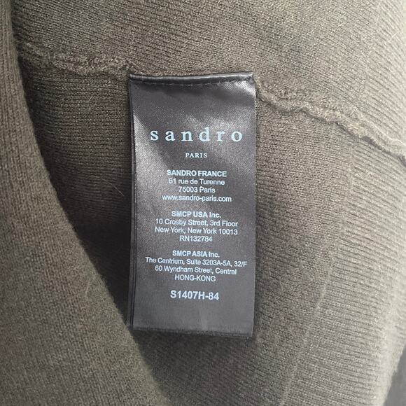Sandro Paris Olive Green Soft Designer Hoodie Pullover Sweatshirt Size L - Picture 12 of 13